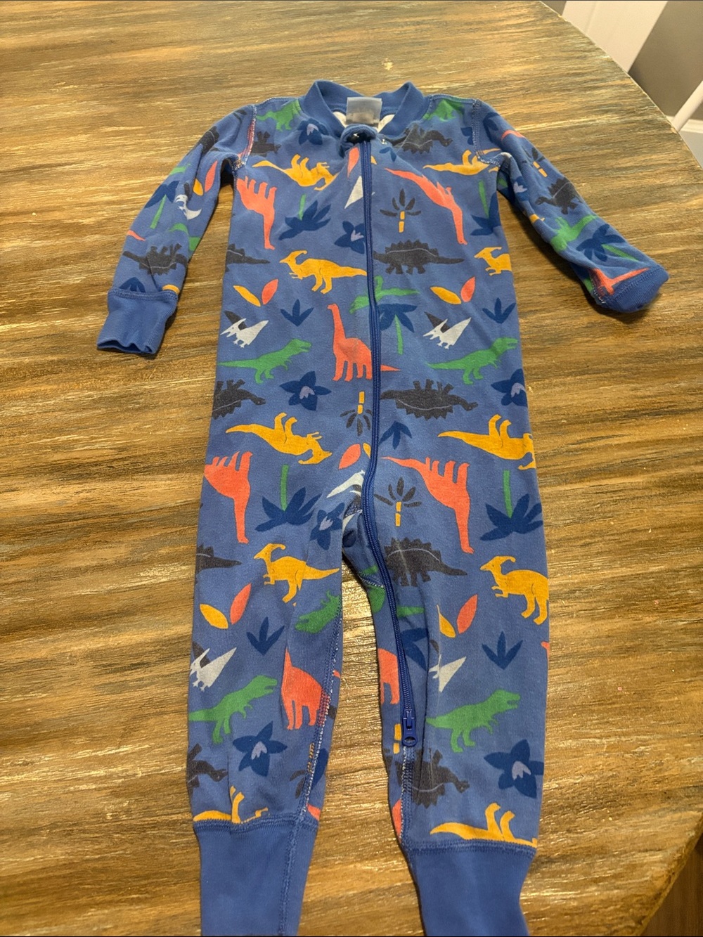 Hanna andersson Kids Blue Dinosaur One-Piece Pajamas